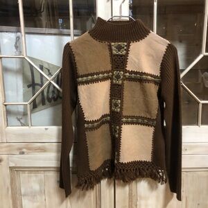 Vintage 70’s Patchwork Brown Sweater🤎